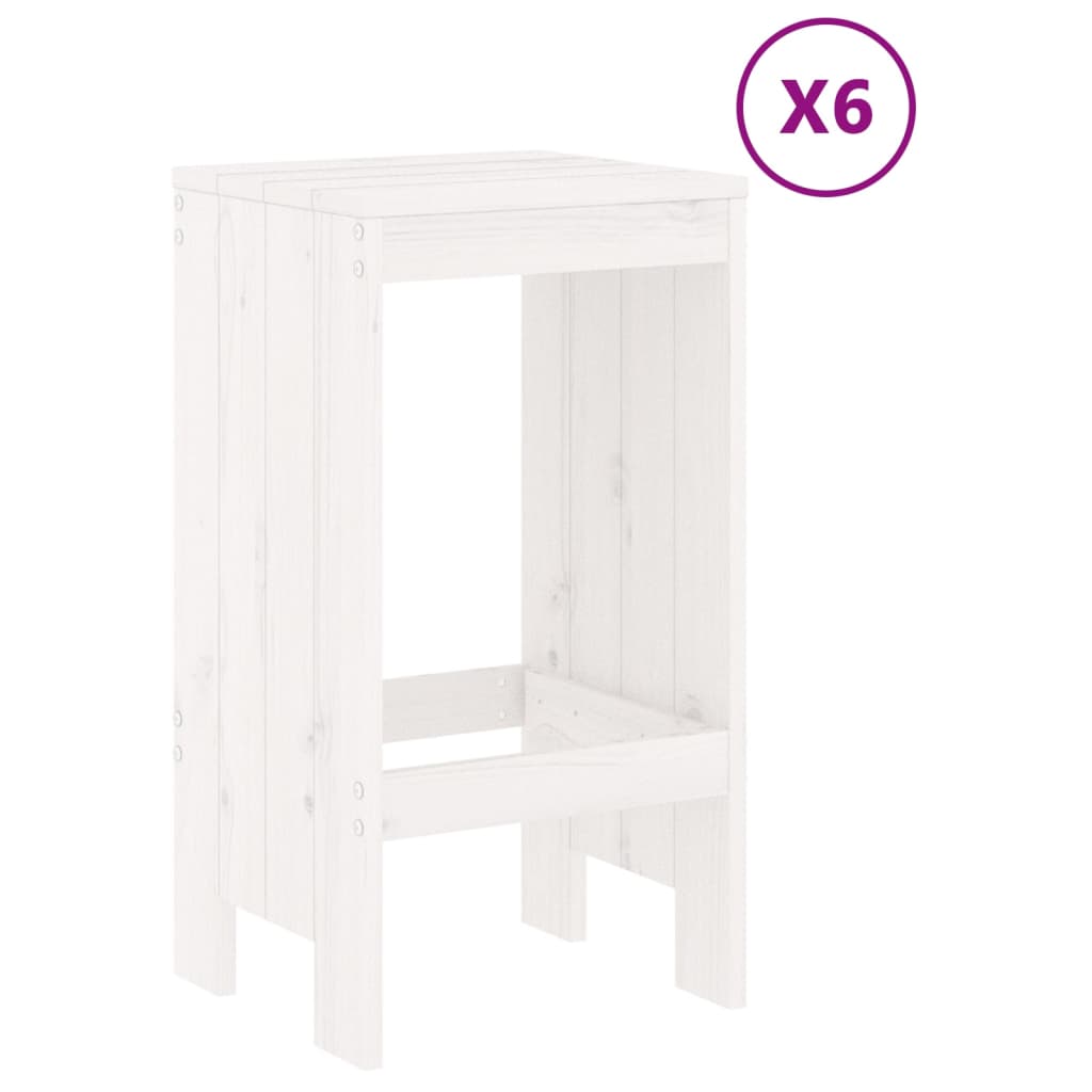 Set Bar da Giardino 7 pz Bianco in Legno Massello di Pino - homemem39