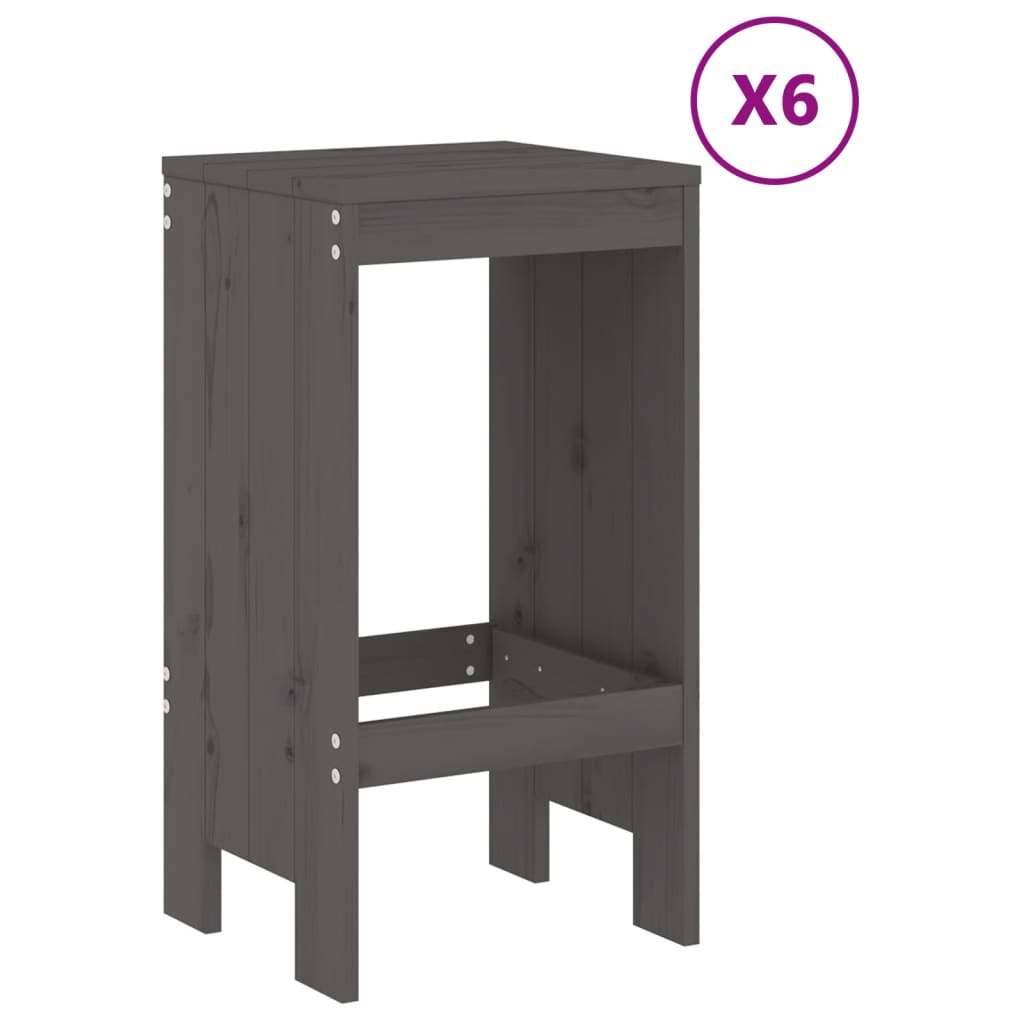 Set Bar da Giardino 7 pz Grigio in Legno Massello di Pino | homemem39