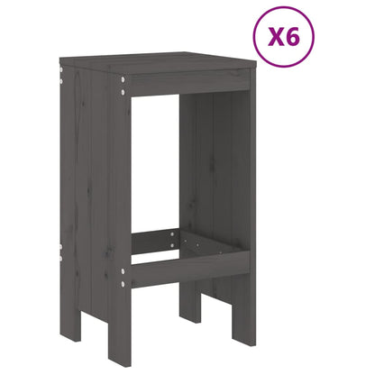 Set Bar da Giardino 7 pz Grigio in Legno Massello di Pino | homemem39