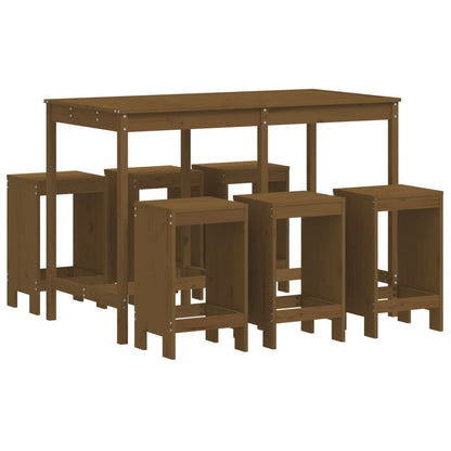 Set Bar da Giardino 7 pz ambra in Legno Massello di Pino | homemem39