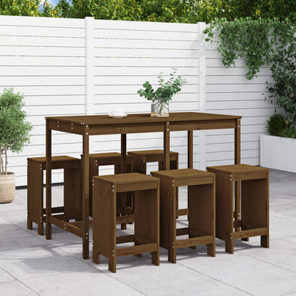 Set Bar da Giardino 7 pz ambra in Legno Massello di Pino | homemem39