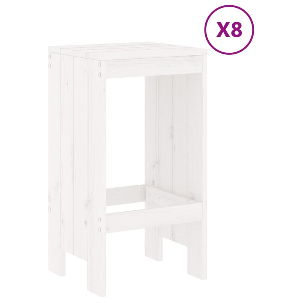 Set Bar da Giardino 9 pz Bianco in Legno Massello di Pino | homemem39