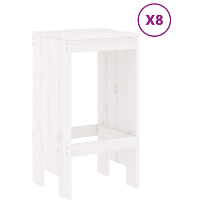Set Bar da Giardino 9 pz Bianco in Legno Massello di Pino | homemem39