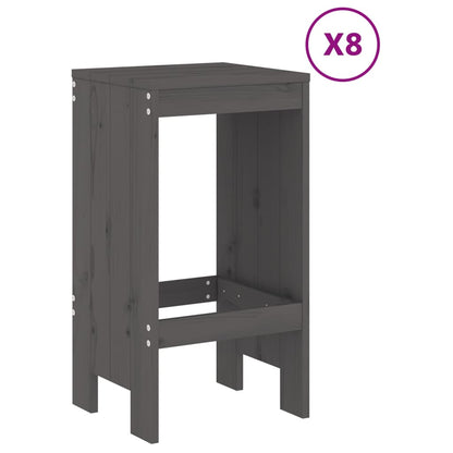 Set Bar da Giardino 9 pz Grigio in Legno Massello di Pino | homemem39
