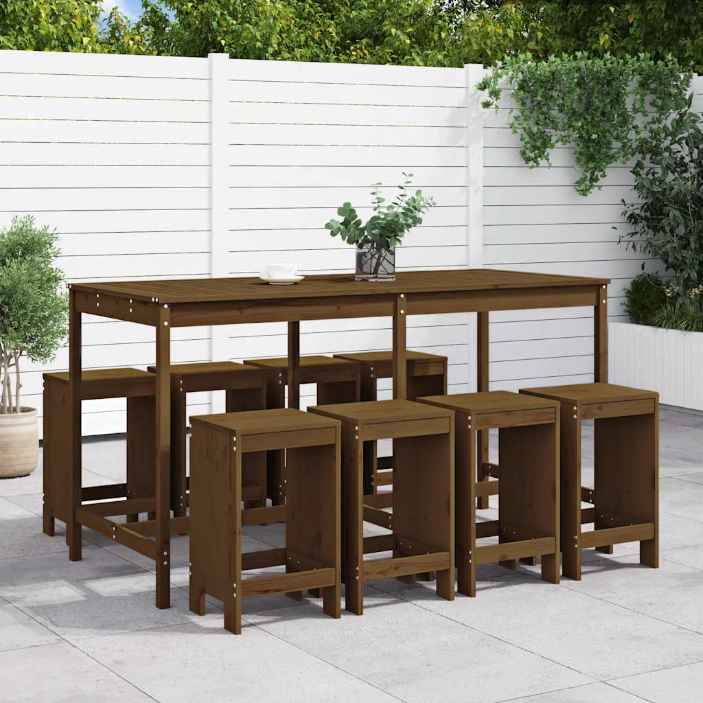 Set Bar da Giardino 9 pz ambra in Legno Massello di Pino | homemem39