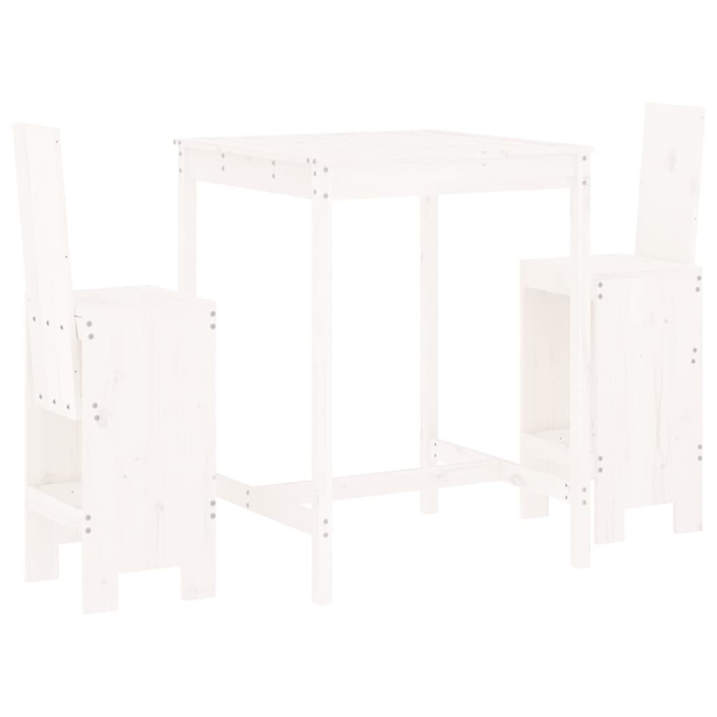 Set Bar da Giardino 3 pz Bianco in Legno Massello di Pino - homemem39