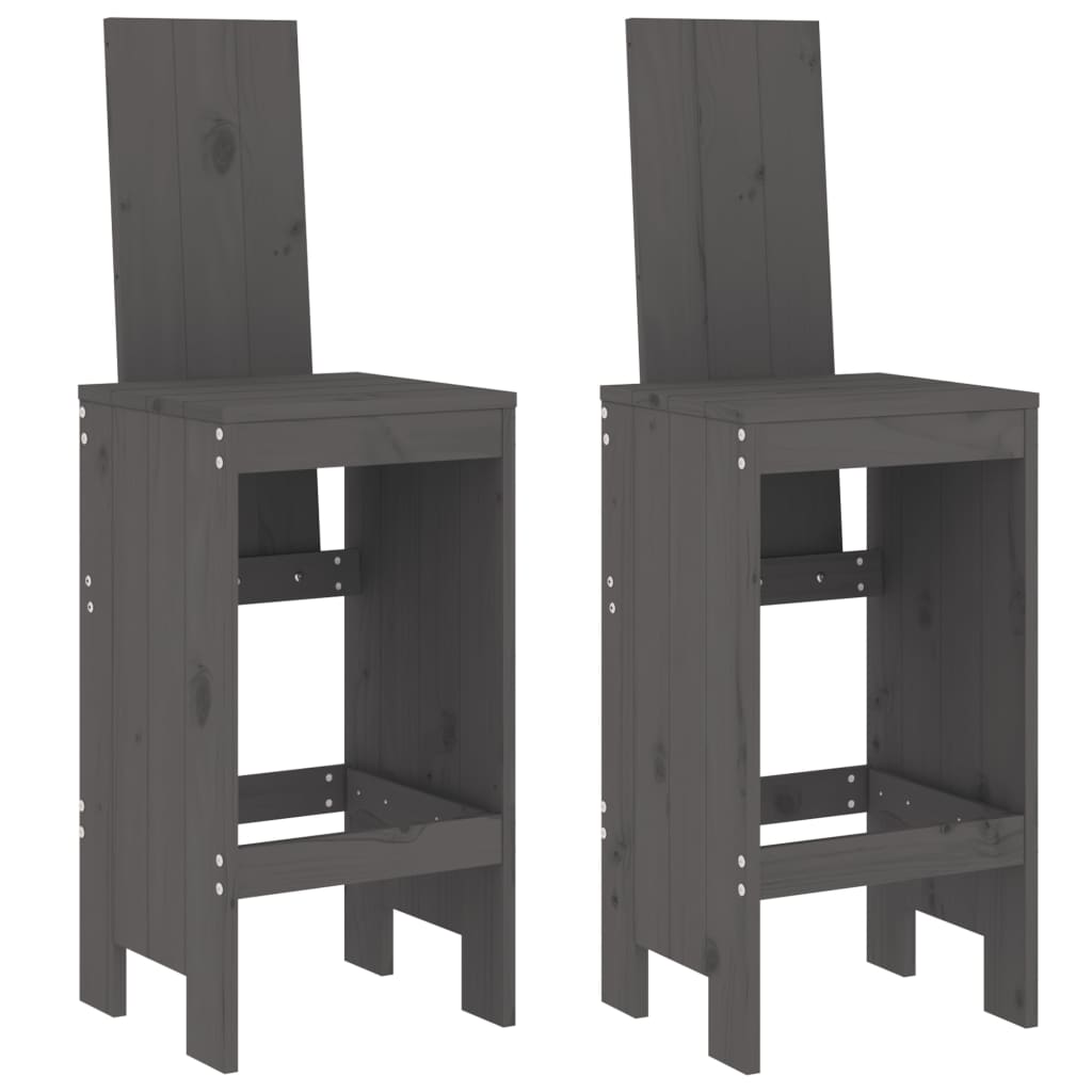 Set Bar da Giardino 3 pz Grigio in Legno Massello di Pino | homemem39