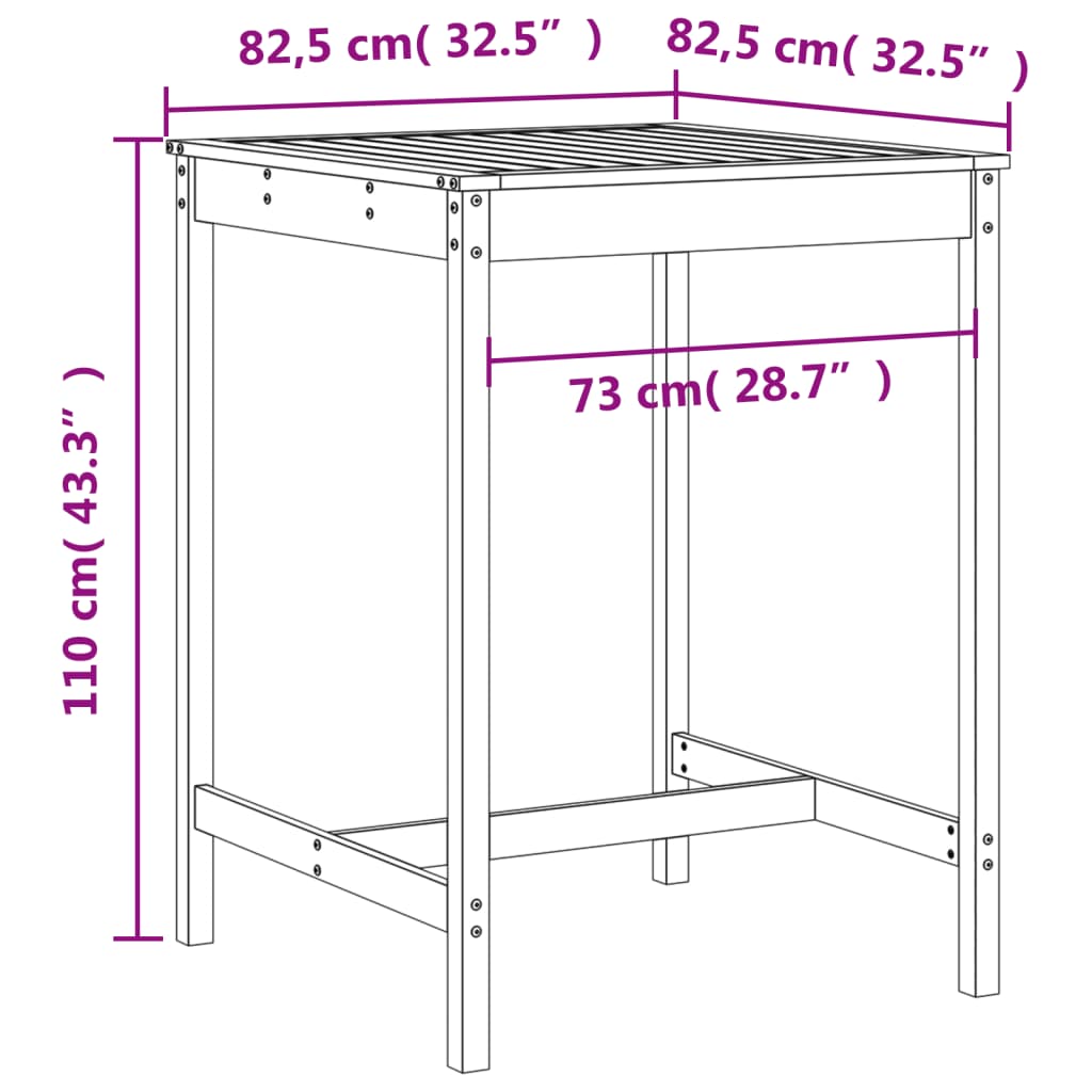 Set Bar da Giardino 3 pz Nero in Legno Massello di Pino | homemem39