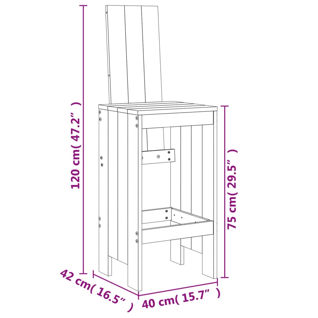 Set Bar da Giardino 3 pz Nero in Legno Massello di Pino | homemem39