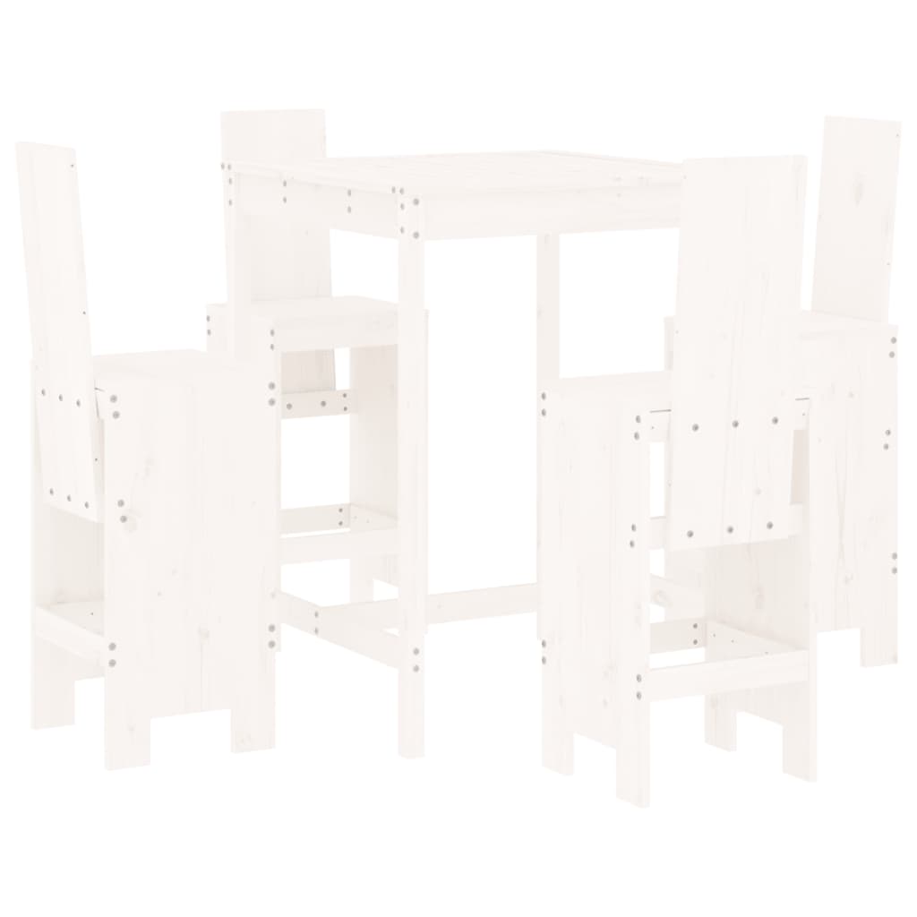 Set Bar da Giardino 5 pz Bianco in Legno Massello di Pino - homemem39
