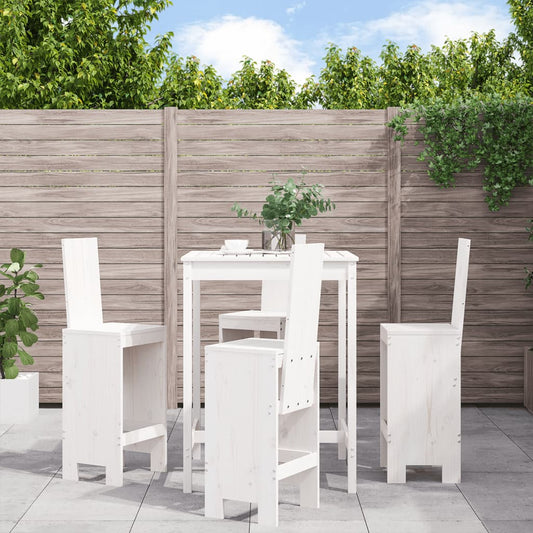 Set Bar da Giardino 5 pz Bianco in Legno Massello di Pino - homemem39