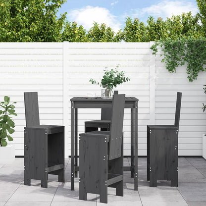 Set Bar da Giardino 5 pz Grigio in Legno Massello di Pino | homemem39