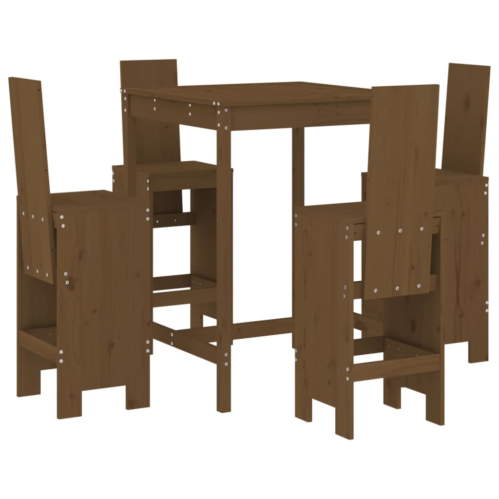 Set Bar da Giardino 5 pz ambra in Legno Massello di Pino - homemem39