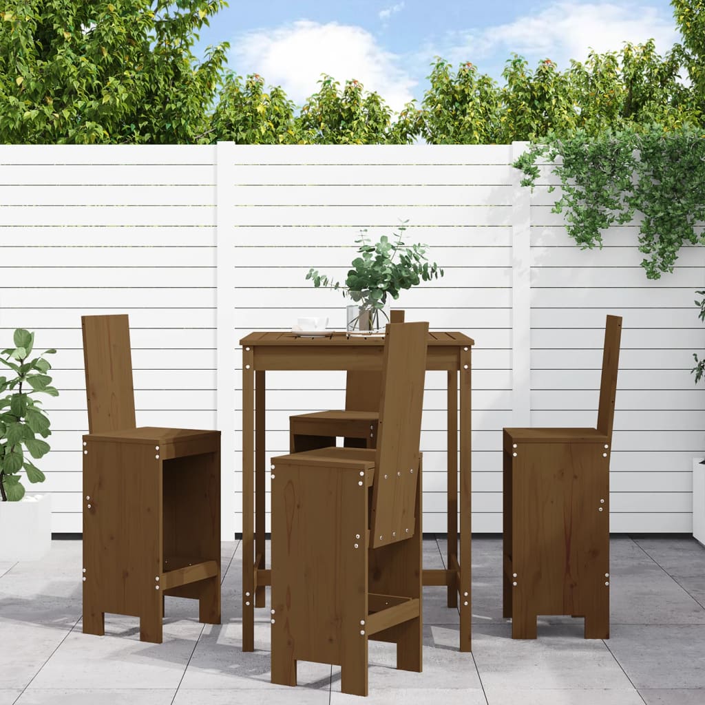 Set Bar da Giardino 5 pz ambra in Legno Massello di Pino - homemem39