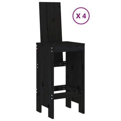 Set Bar da Giardino 5 pz Nero in Legno Massello di Pino | homemem39