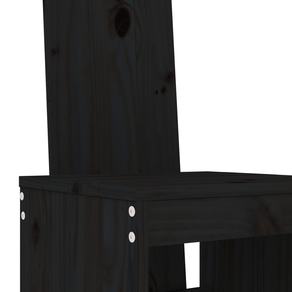 Set Bar da Giardino 5 pz Nero in Legno Massello di Pino | homemem39