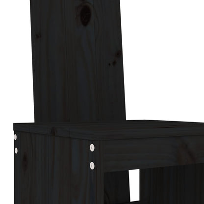 Set Bar da Giardino 5 pz Nero in Legno Massello di Pino | homemem39