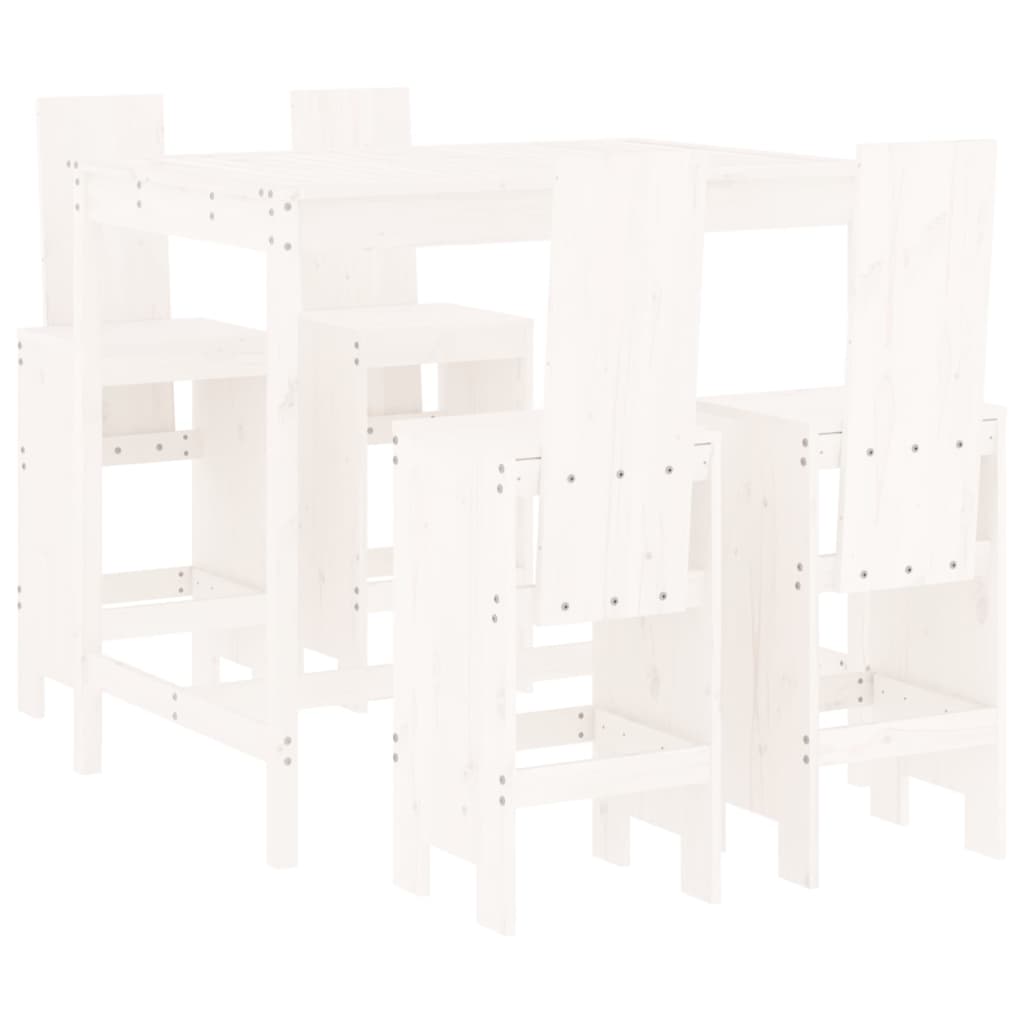 Set Bar da Giardino 5 pz Bianco in Legno Massello di Pino - homemem39