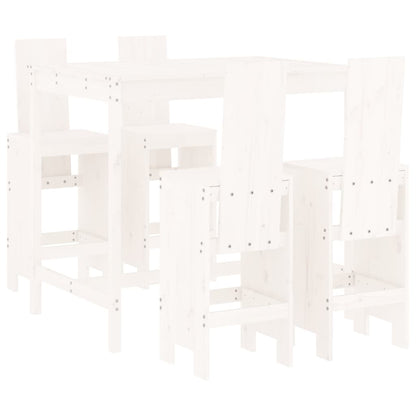 Set Bar da Giardino 5 pz Bianco in Legno Massello di Pino - homemem39