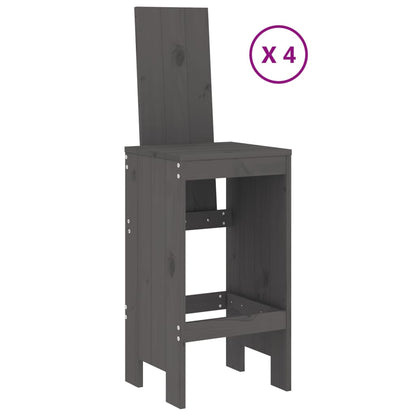 Set Bar da Giardino 5 pz Grigio in Legno Massello di Pino | homemem39