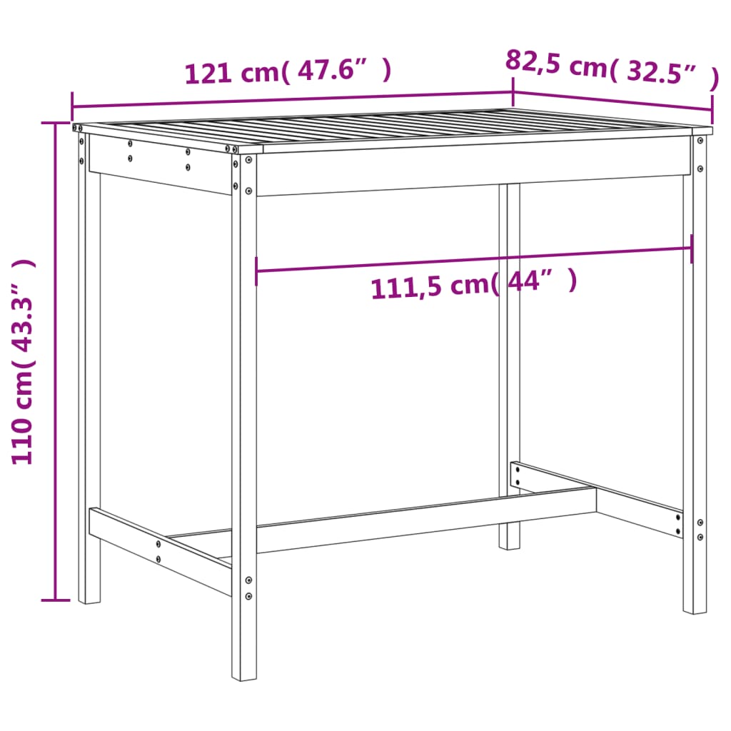 Set Bar da Giardino 5 pz Grigio in Legno Massello di Pino | homemem39