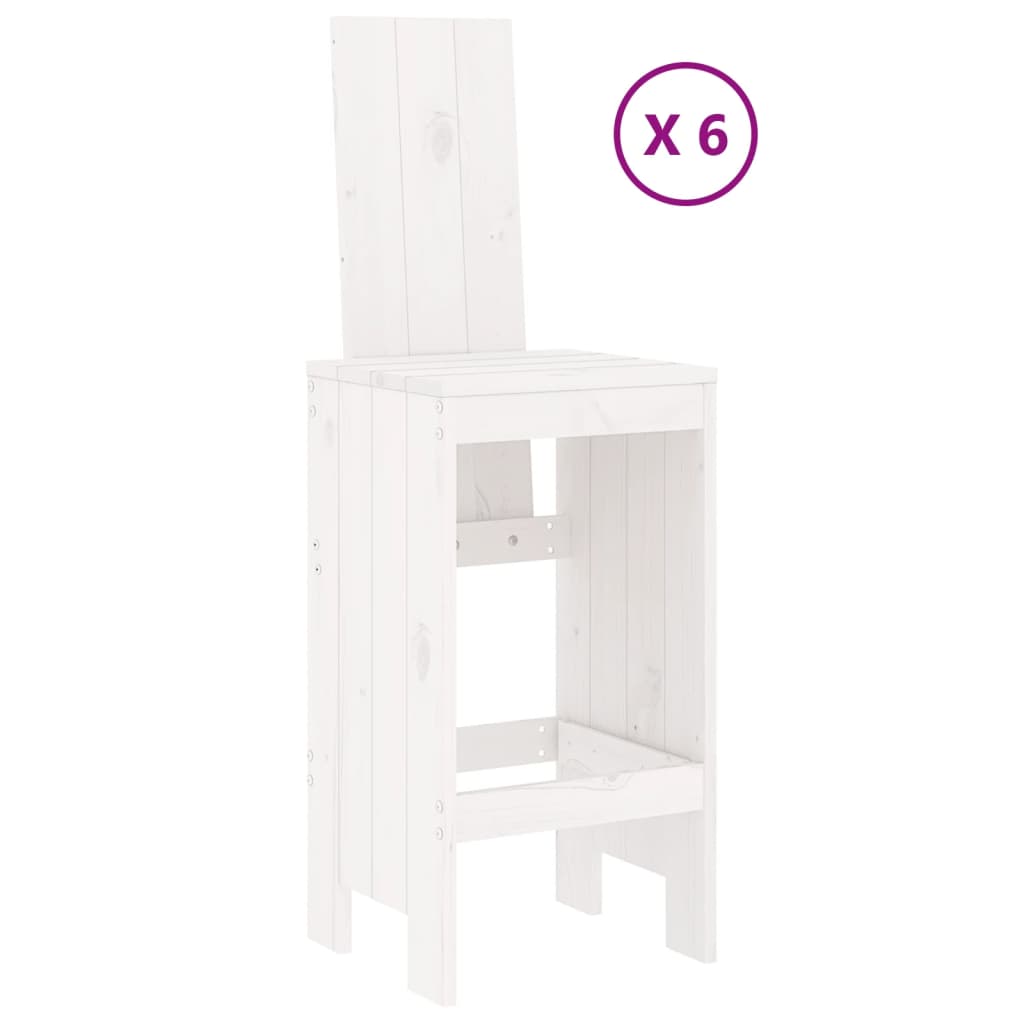 Set Bar da Giardino 7 pz Bianco in Legno Massello di Pino - homemem39