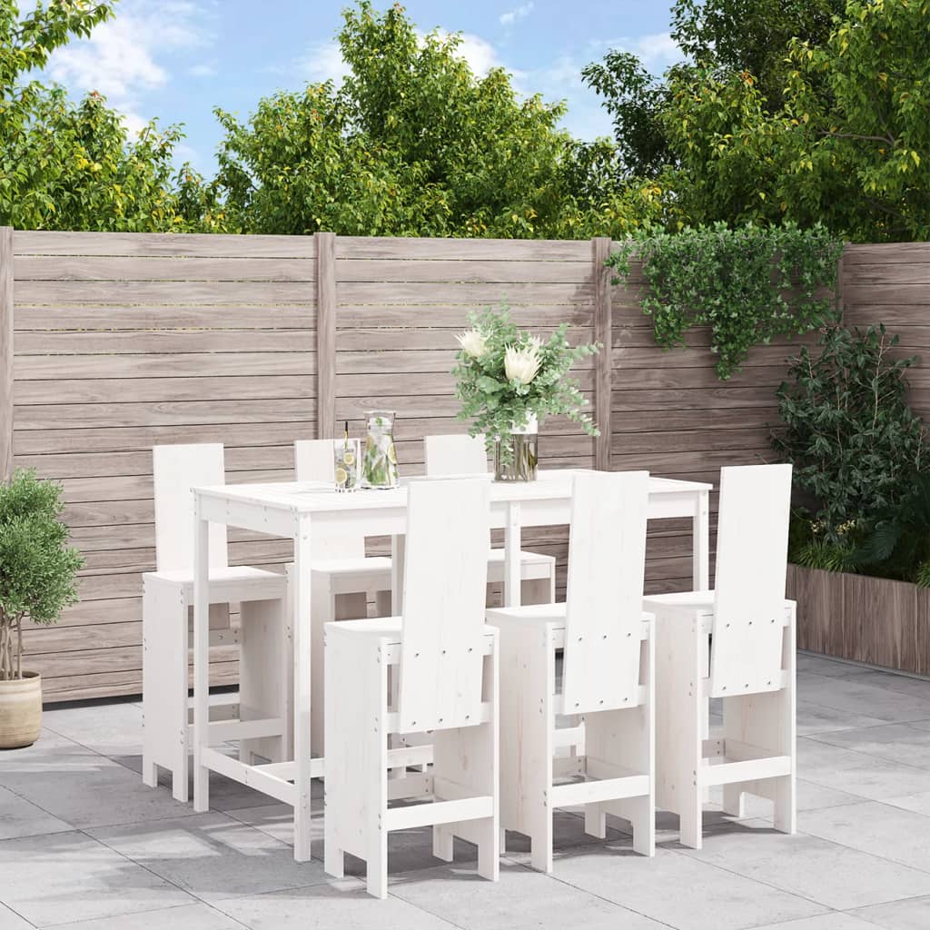 Set Bar da Giardino 7 pz Bianco in Legno Massello di Pino - homemem39