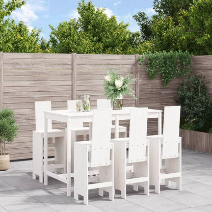 Set Bar da Giardino 7 pz Bianco in Legno Massello di Pino - homemem39