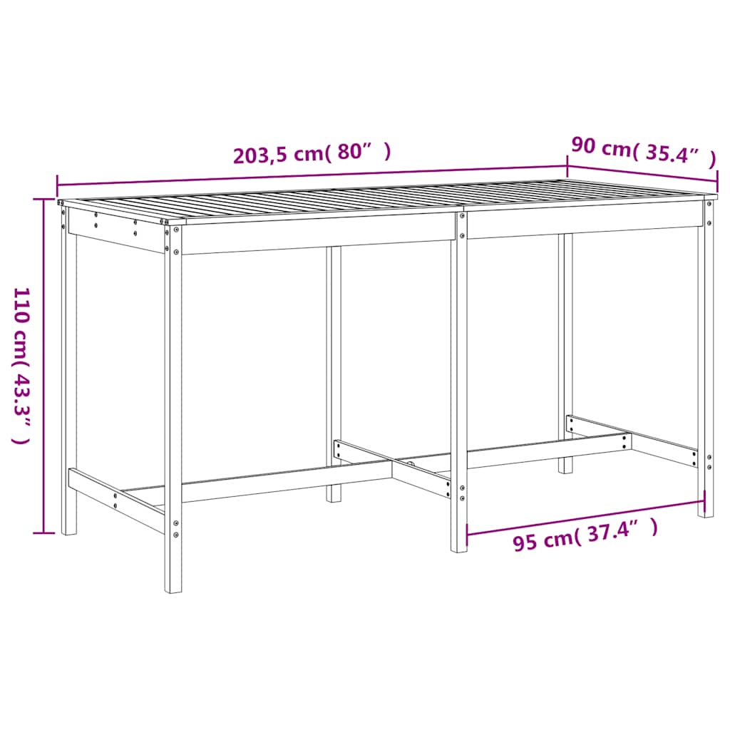 Set Bar da Giardino 9 pz Grigio in Legno Massello di Pino | homemem39