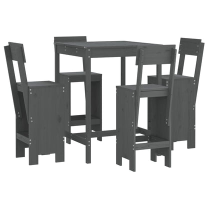 Set Bar da Giardino 5 pz Grigio in Legno Massello di Pino - homemem39