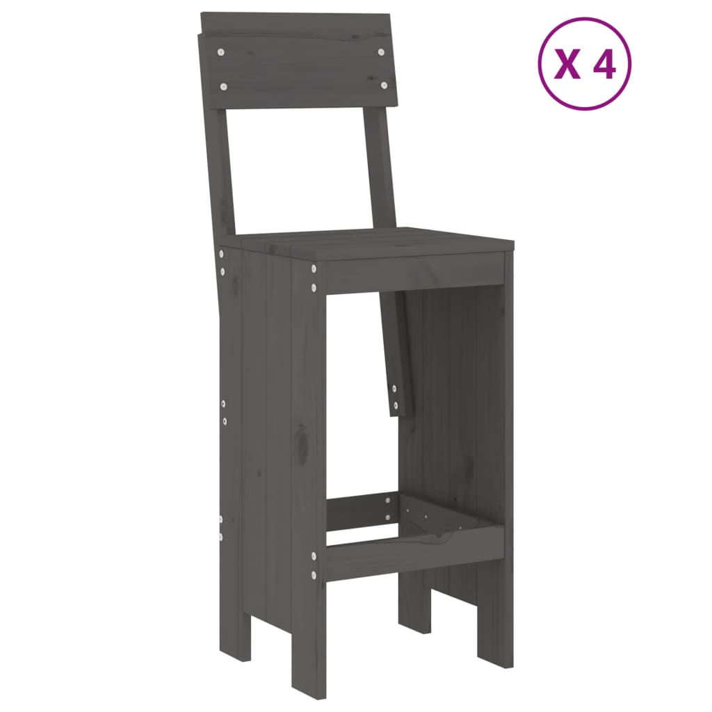Set Bar da Giardino 5 pz Grigio in Legno Massello di Pino - homemem39