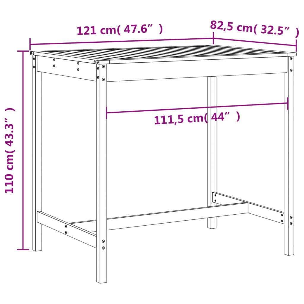 Set Bar da Giardino 5 pz in Legno Massello di Pino | homemem39
