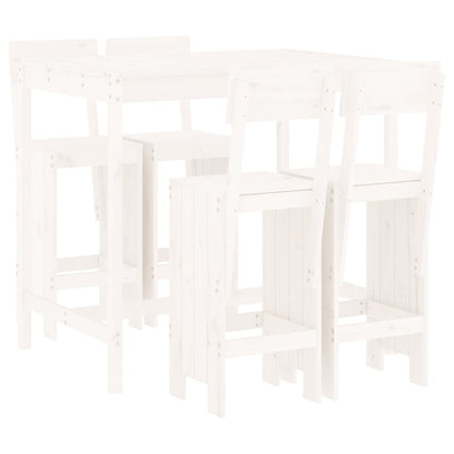 Set Bar da Giardino 5 pz Bianco in Legno Massello di Pino - homemem39