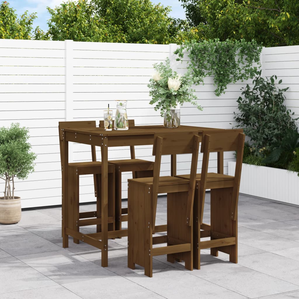 Set Bar da Giardino 5 pz ambra in Legno Massello di Pino | homemem39
