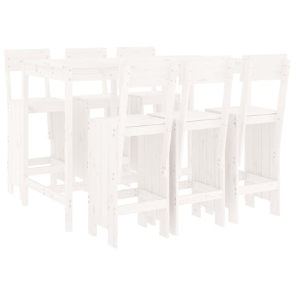 Set Bar da Giardino 7 pz Bianco in Legno Massello di Pino - homemem39