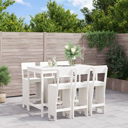 Set Bar da Giardino 7 pz Bianco in Legno Massello di Pino - homemem39