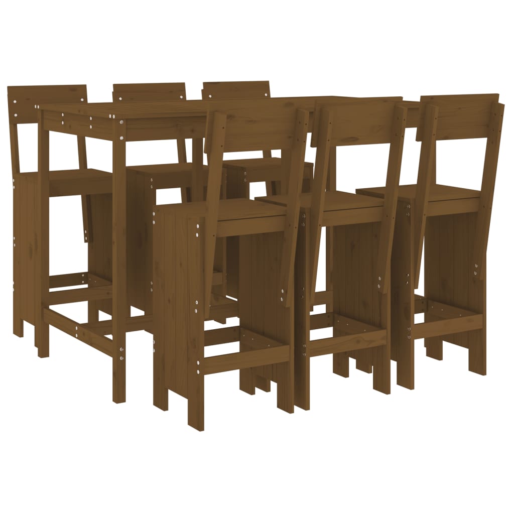Set Bar da Giardino 7 pz ambra in Legno Massello di Pino | homemem39