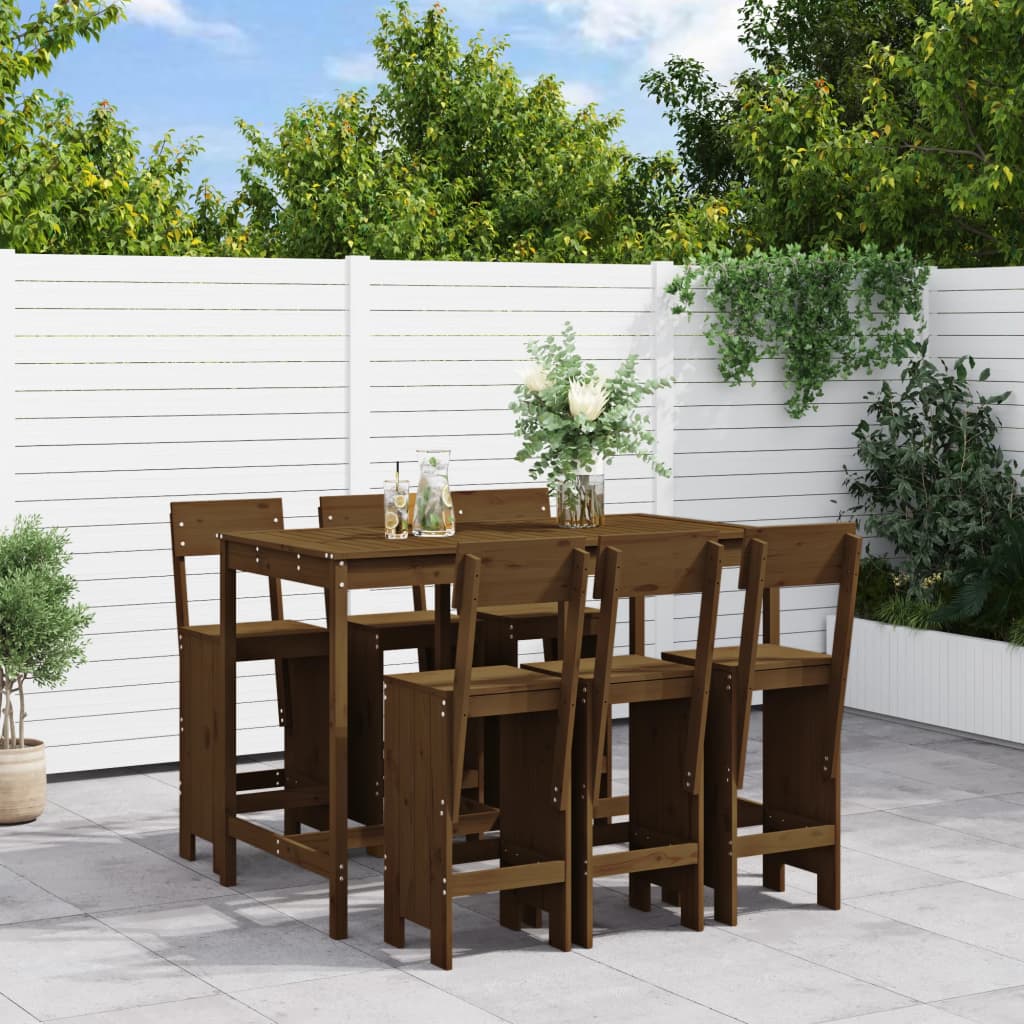 Set Bar da Giardino 7 pz ambra in Legno Massello di Pino | homemem39