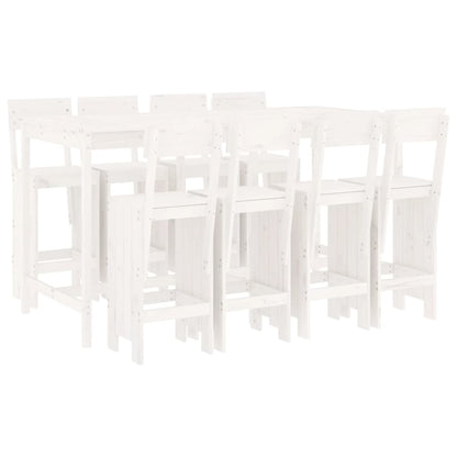 Set Bar da Giardino 9 pz Bianco in Legno Massello di Pino - homemem39