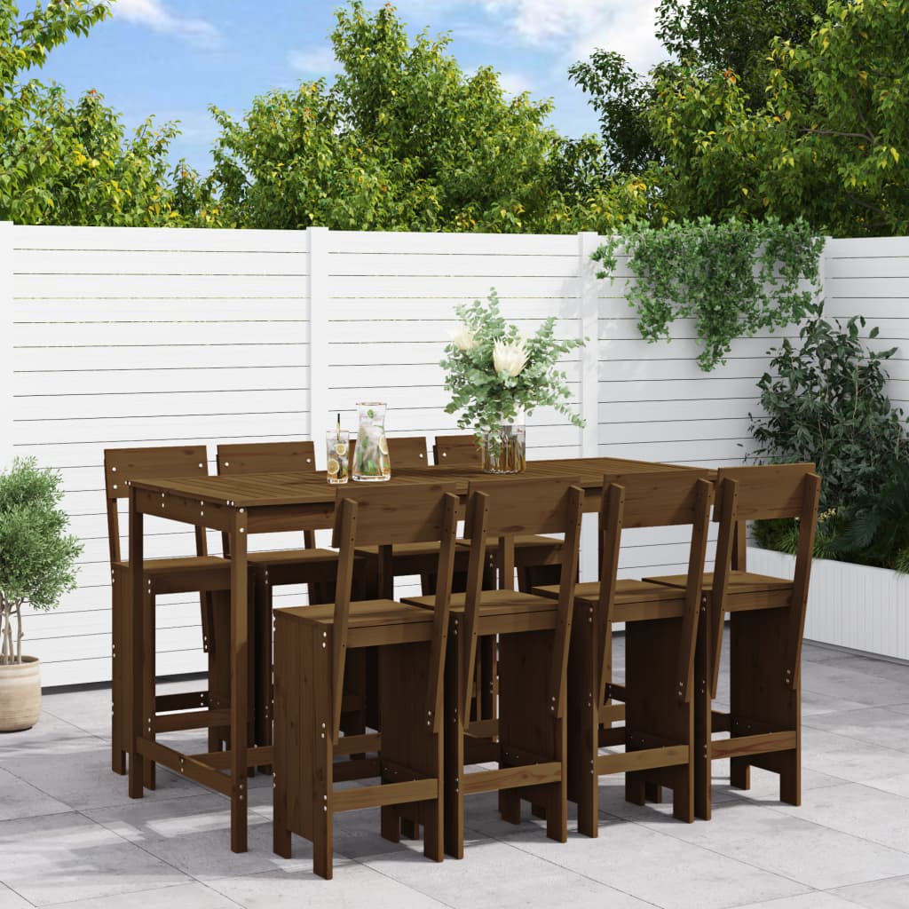 Set Bar da Giardino 9 pz ambra in Legno Massello di Pino | homemem39
