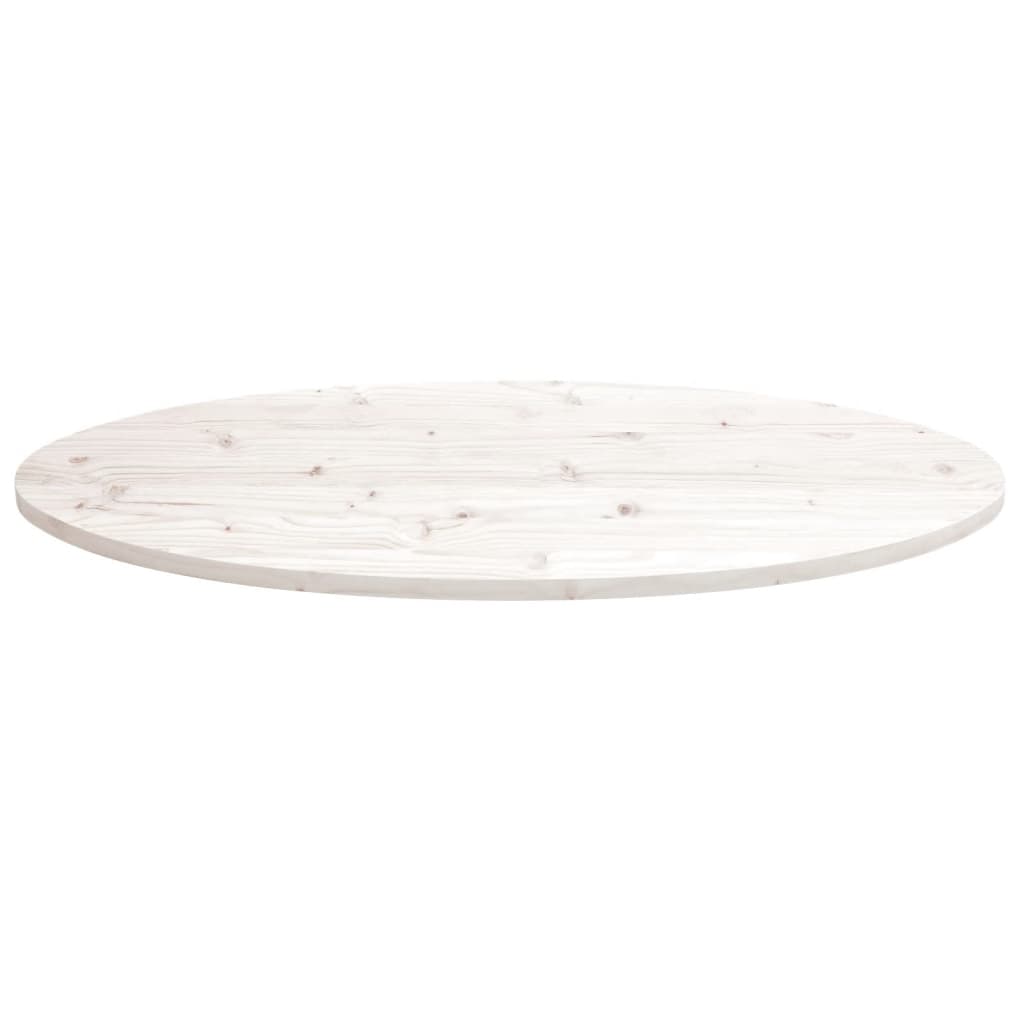 Piano Tavolo Bianco 110x55x2,5 cm Legno Massello di Pino Ovale | homemem39