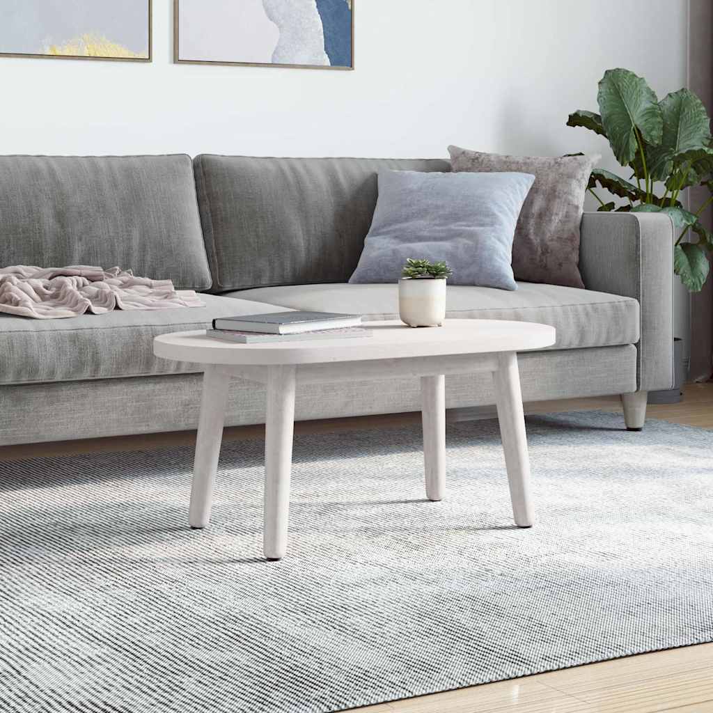 Piano Tavolo Bianco 60x30x2,5cm in Legno Massello di Pino Ovale