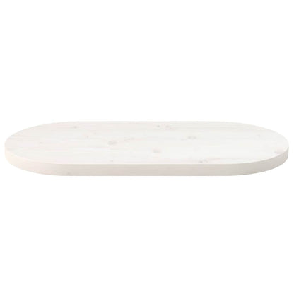 Piano Tavolo Bianco 60x30x2,5cm in Legno Massello di Pino Ovale | homemem39