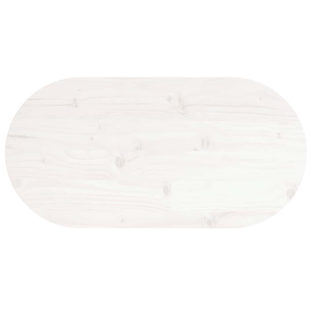 Piano Tavolo Bianco 60x30x2,5cm in Legno Massello di Pino Ovale | homemem39