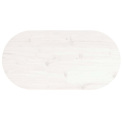 Piano Tavolo Bianco 60x30x2,5cm in Legno Massello di Pino Ovale | homemem39