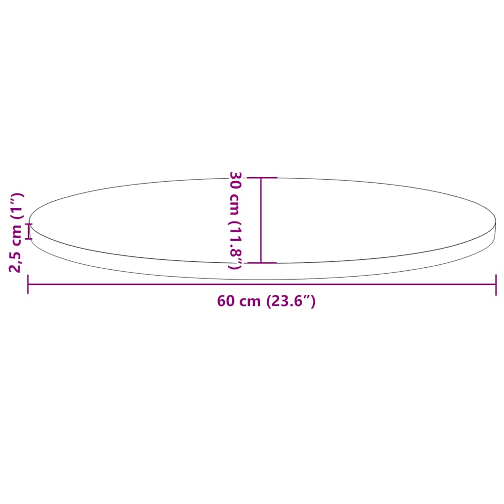 Piano Tavolo Bianco 60x30x2,5cm in Legno Massello di Pino Ovale | homemem39
