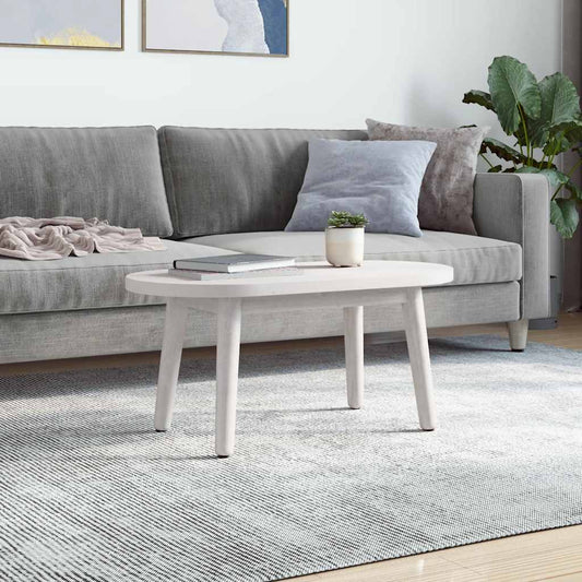 Piano Tavolo Bianco 80x40x2,5cm in Legno Massello di Pino Ovale