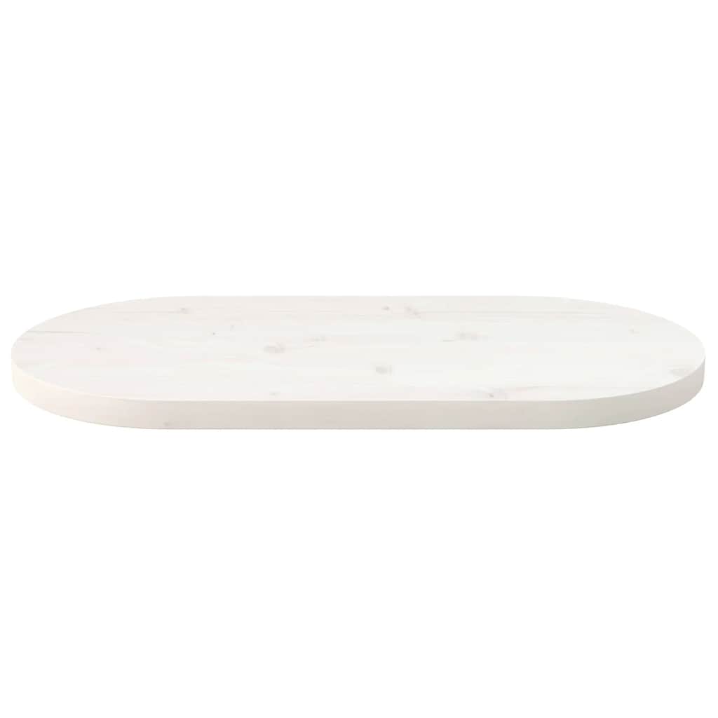 Piano Tavolo Bianco 80x40x2,5cm in Legno Massello di Pino Ovale | homemem39