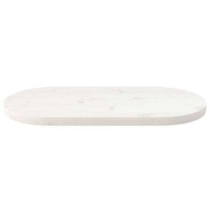 Piano Tavolo Bianco 80x40x2,5cm in Legno Massello di Pino Ovale | homemem39