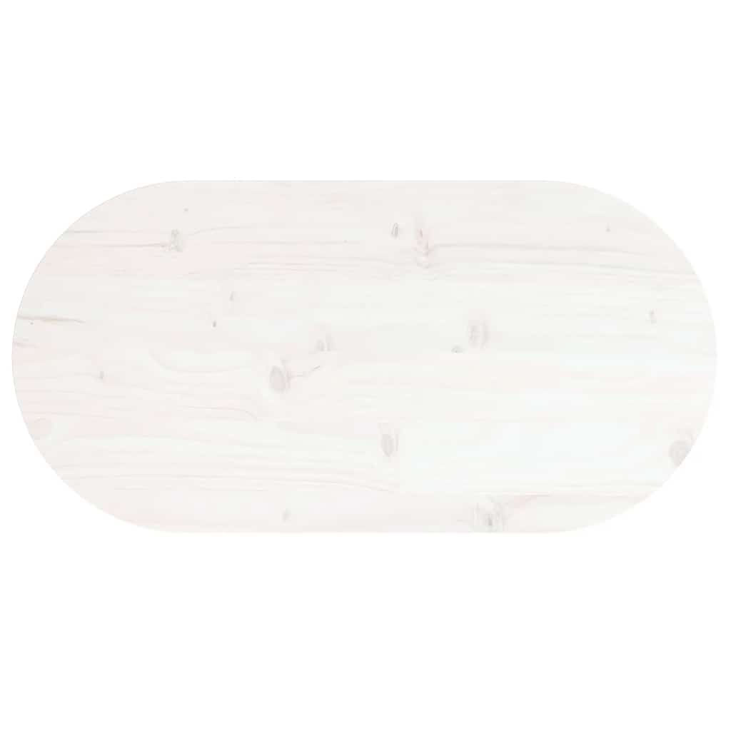 Piano Tavolo Bianco 80x40x2,5cm in Legno Massello di Pino Ovale | homemem39